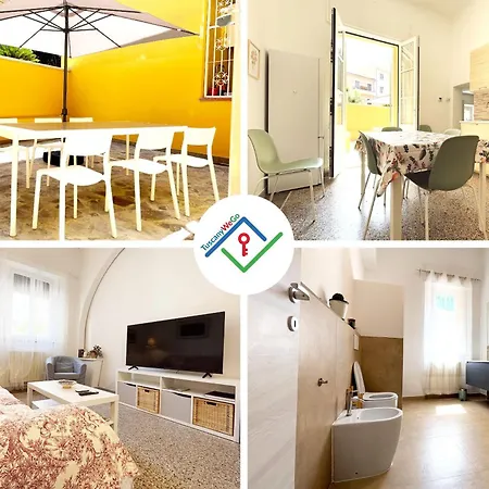Lägenhet Domus Mazzini Centro - 6 Ospiti, 2 Bagni, 3 Camere, Patio Privato - 5 Minuti Dalla Stazione Treni Pisa